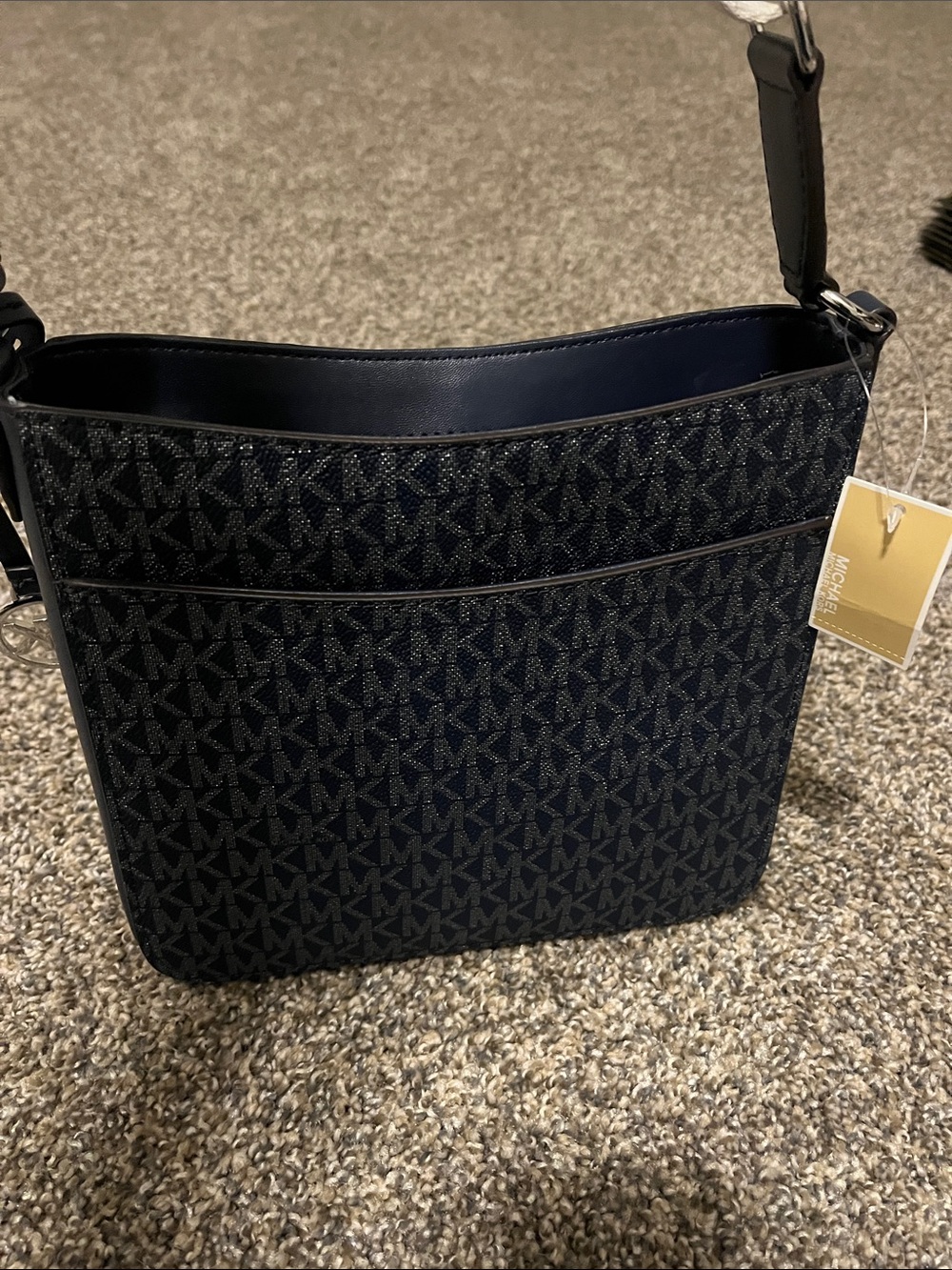 Michael Kors Navy and White Stripe Logo Crossbody - Picture 4 of 5